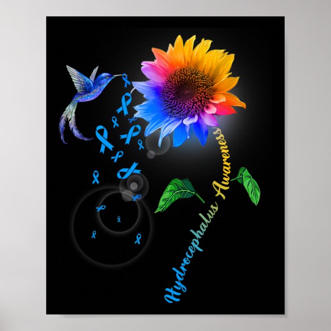 Affiche Sensibilisation à l'hydrocéphalie Tournesol bleu C (Devant)