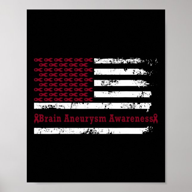 Affiche Sensibilisation à l'neurysme cérébral USA Drapeau  (Devant)