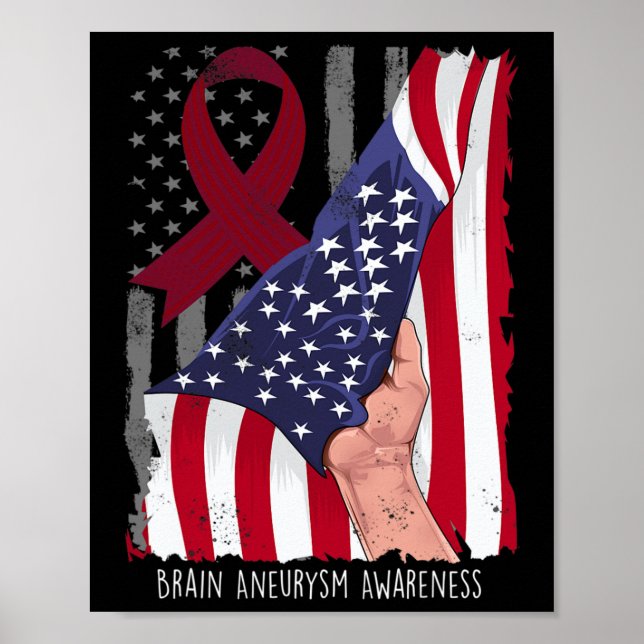 Affiche Sensibilisation à l'neurysme Drapeau américain Bur (Devant)