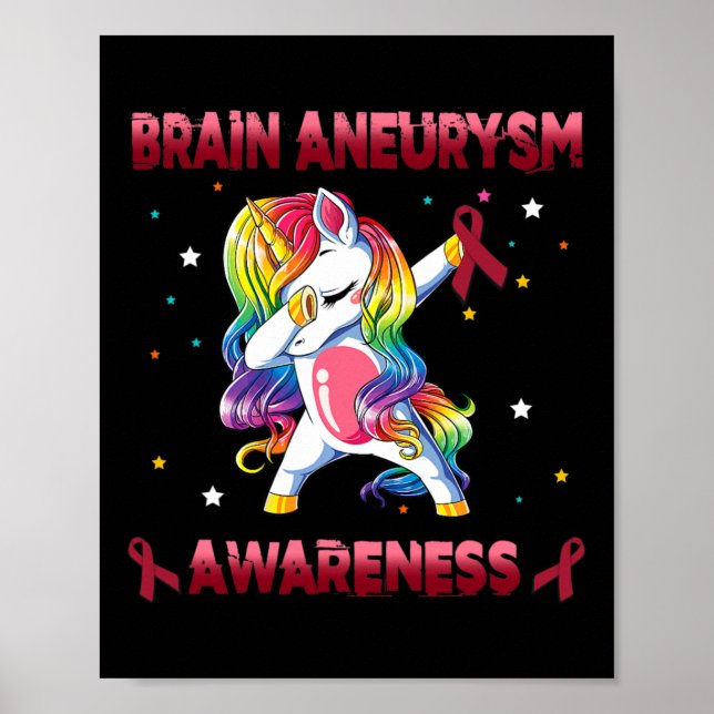 Affiche Sensibilisation à l'neurysme Unicorne Dabbing Burg (Devant)