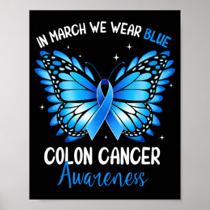 Affiche Sensibilisation au cancer colorectal papillon bleu