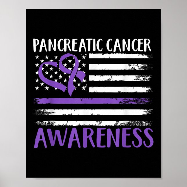 Affiche Sensibilisation au cancer du drapeau américain (Devant)