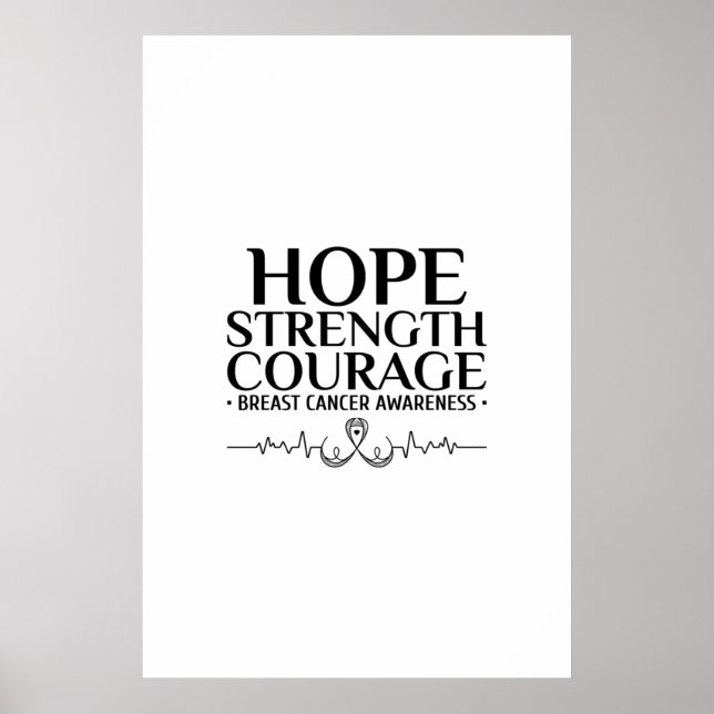 Affiche sensibilisation au cancer du sein avec un ruban et (Devant)