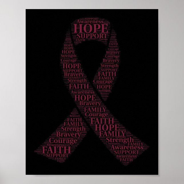 Affiche Sensibilisation au cancer du sein du ruban T (Devant)