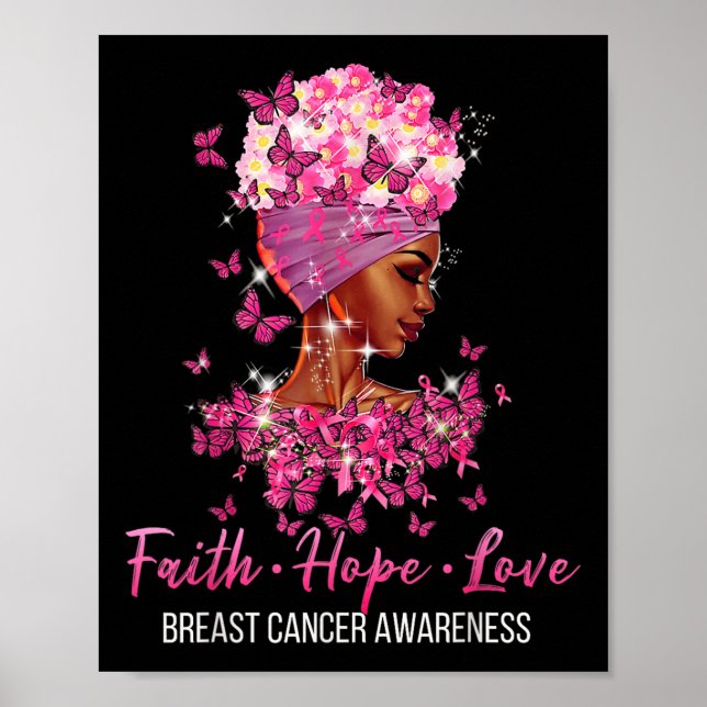 Affiche Sensibilisation au cancer du sein Faith Hope Love  (Devant)