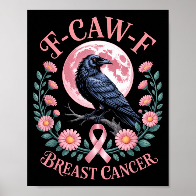 Affiche Sensibilisation au cancer du sein Funny Pink Raven (Devant)