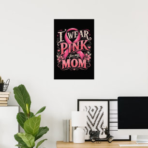 Affiche Sensibilisation au cancer du sein Je porte du rose