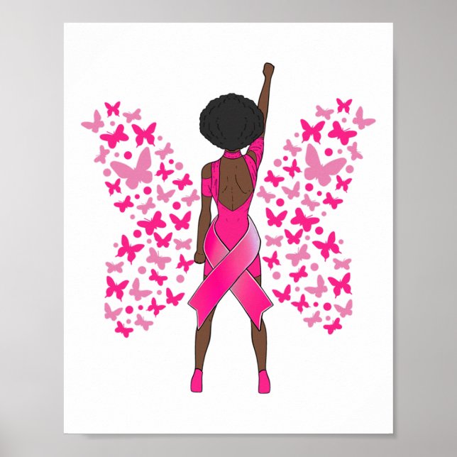 Affiche Sensibilisation au cancer du sein Papillons roses  (Devant)