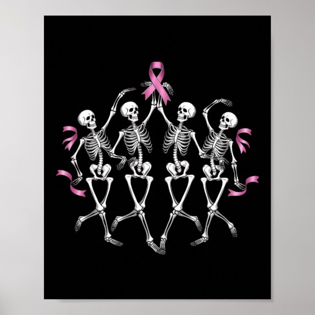Affiche Sensibilisation au cancer Squelette Danser Coûts d (Devant)