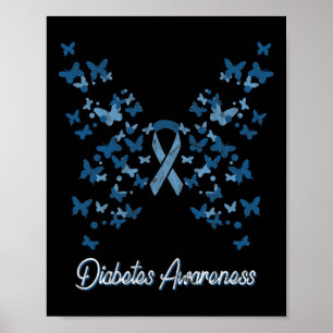 Affiche Sensibilisation au diabète Papillon féminin T1 T2