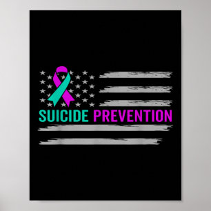Affiche Sensibilisation au suicide États-Unis drapeau amér