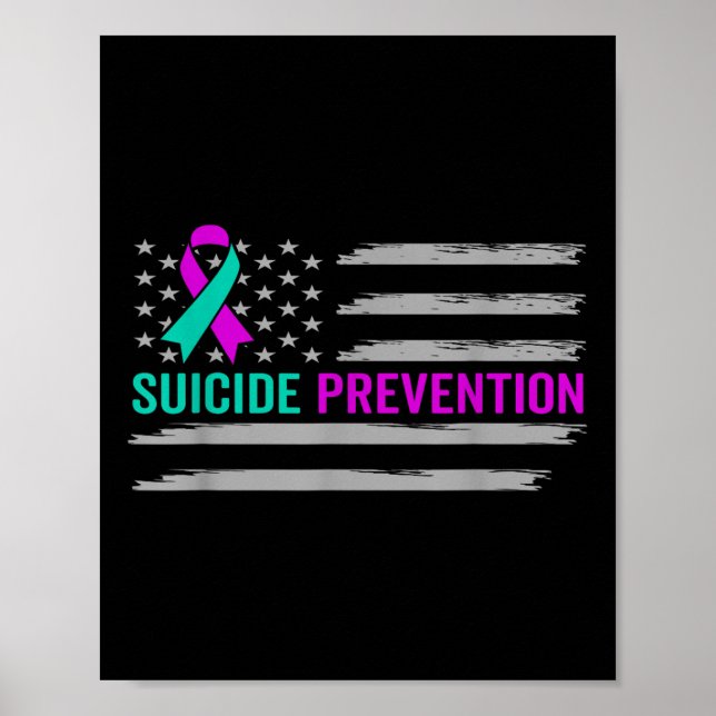Affiche Sensibilisation au suicide États-Unis drapeau amér (Devant)