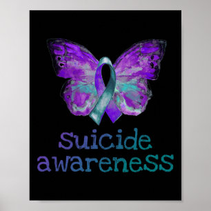 Affiche Sensibilisation au suicide Papillon Turquoise pour
