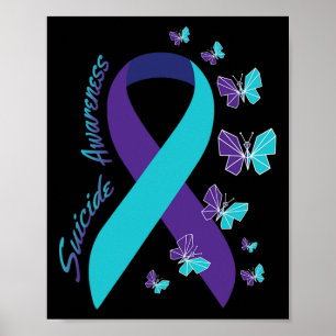 Affiche Sensibilisation au suicide par papillon à ruban Sa