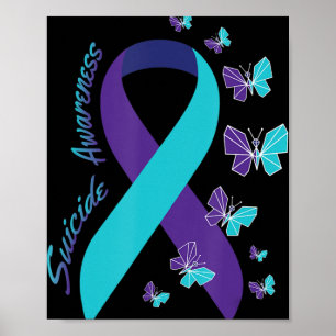 Affiche Sensibilisation au suicide par papillon à ruban Sa