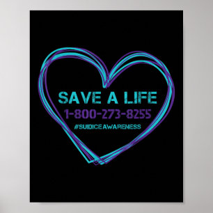 Affiche Sensibilisation au suicide Sauver une vie Turquois