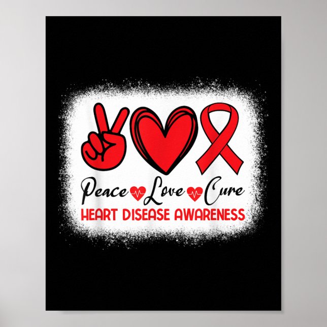 Affiche Sensibilisation aux maladies cardiaques Paix Amour (Devant)