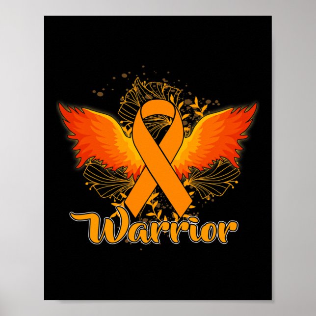 Affiche Sensibilisation Fun Guerrier Orange Ribbon Cadeau (Devant)