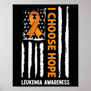 Affiche Sensibilisation Leucémie Cancer Usa Drapeau Orange