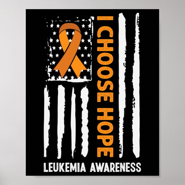Affiche Sensibilisation Leucémie Cancer Usa Drapeau Orange (Devant)
