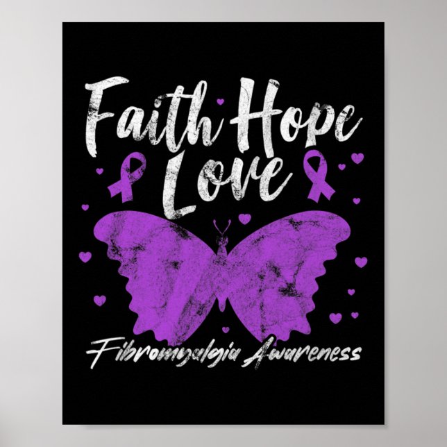 Affiche Sensibilisation Papillon pourpre Fibro Grunge guer (Devant)