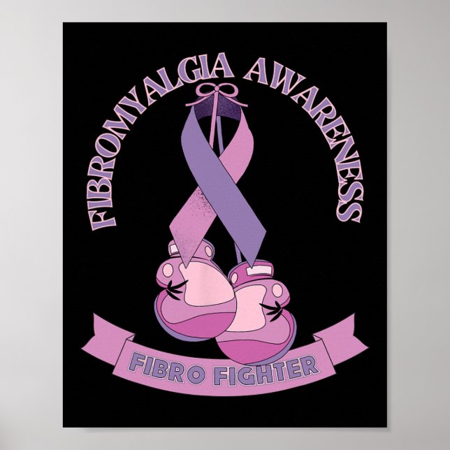 Affiche Sensibilisation Ribbon Boxe Gants Fibro Fighter (Devant)
