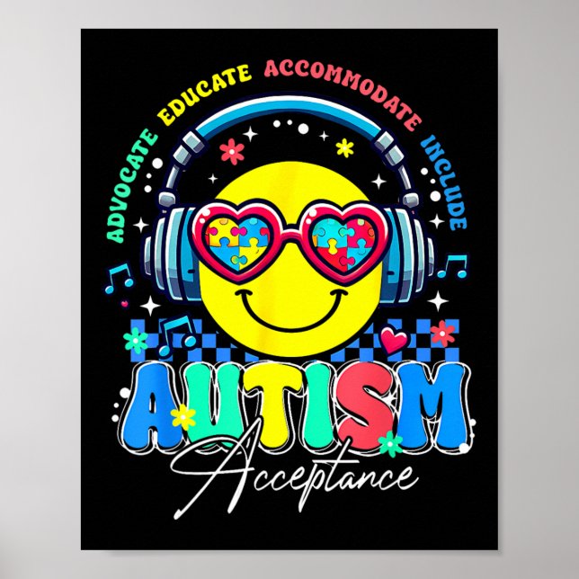 Affiche Sensibilisation sur l'autisme Acceptation Smile Fa (Devant)