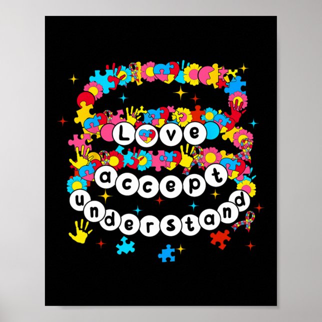 Affiche Sensibilisation sur l'autisme Accepter l'amour Com (Devant)