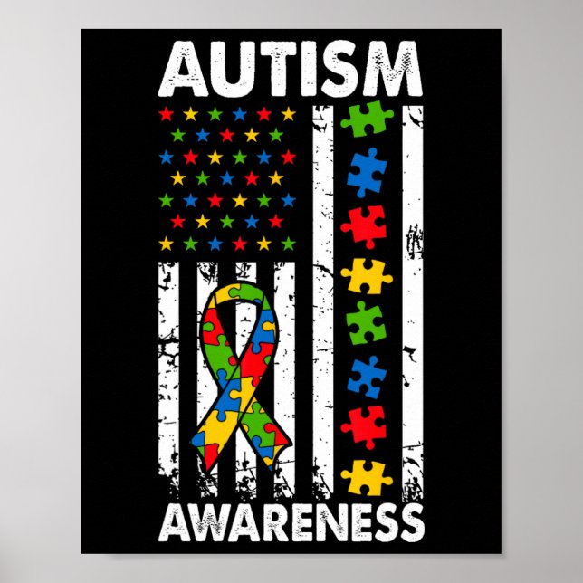 Affiche Sensibilisation sur l'autisme American Flag Puzzle (Devant)