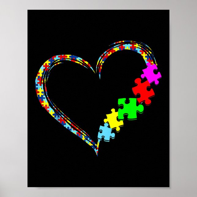 Affiche Sensibilisation sur l'autisme Amour Coeur Puzzle C (Devant)