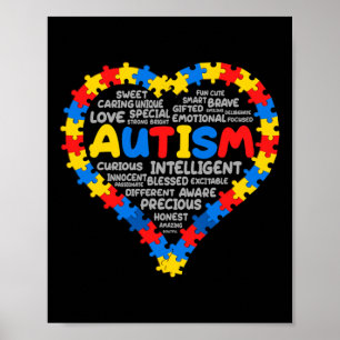 Affiche Sensibilisation sur l'autisme Autisme Coeur Autism