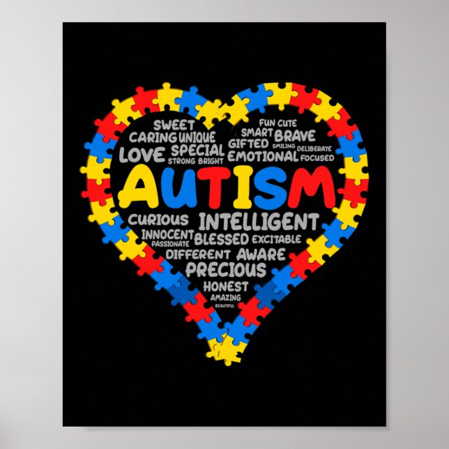 Affiche Sensibilisation sur l'autisme Autisme Coeur Autism (Devant)