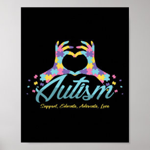 Affiche Sensibilisation sur l'autisme Coeur Puzzle Ribbon