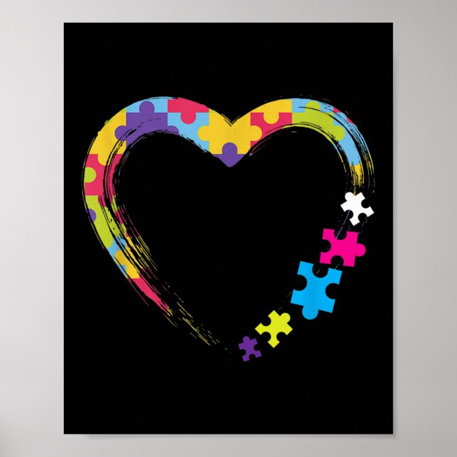 Affiche Sensibilisation sur l'autisme Coeur Ruban Kindness (Devant)