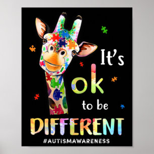 Affiche Sensibilisation sur l'autisme Cute Giraffe Animal