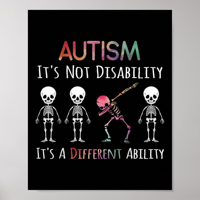 Affiche Sensibilisation sur l'autisme Dabbing Skull Autism (Devant)