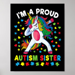 Affiche Sensibilisation sur l'autisme Dabbing Unicorn Girl