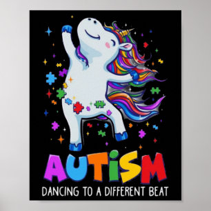 Affiche Sensibilisation sur l'autisme Dabbing Unicorn Puzz