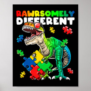 Affiche Sensibilisation sur l'autisme Dinosaure Rawrsomeme