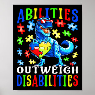 Affiche Sensibilisation sur l'autisme Dinosaures capacités