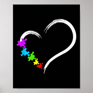 Affiche Sensibilisation sur l'autisme du coeur Puzzle Amou