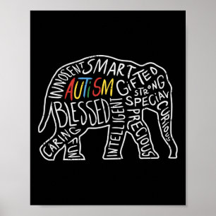 Affiche Sensibilisation sur l'autisme Eléphant Mots Amoure