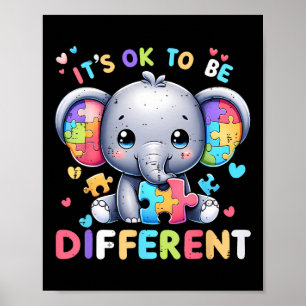 Affiche Sensibilisation sur l'autisme Eléphante Mignonne I