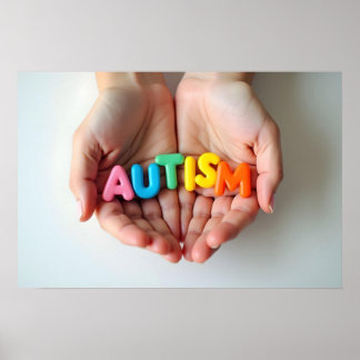 Affiche Sensibilisation sur l'autisme Hands Tenant Des Let