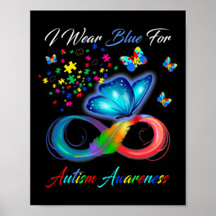 Affiche Sensibilisation sur l'autisme Je Porte Du Bleu Pou