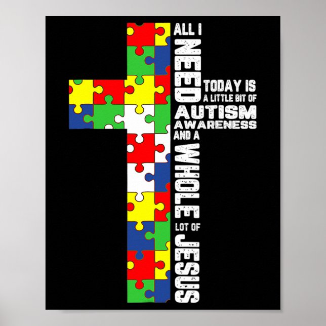 Affiche Sensibilisation sur l'autisme Jésus Croix Puzzle C (Devant)