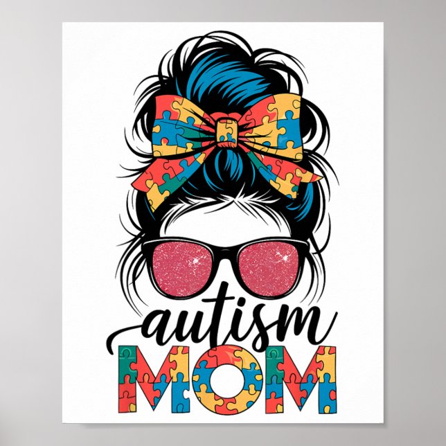 Affiche Sensibilisation sur l'autisme Messy Bun Autisme Ma (Devant)