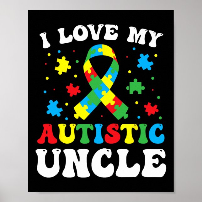 Affiche Sensibilisation sur l'autisme Oncle J'Aime Mon Onc (Devant)