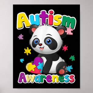 Affiche Sensibilisation sur l'autisme Panda Puzzle Pièces