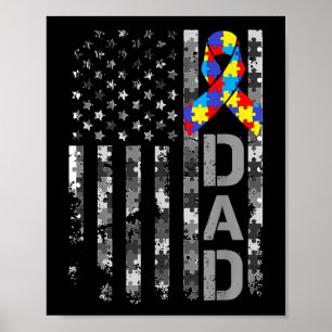 Affiche Sensibilisation sur l'autisme Papa USA Drapeau Fêt